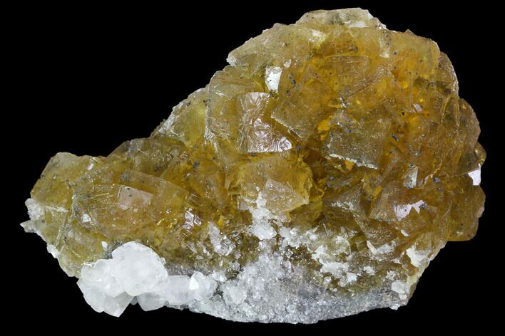 Yellow, Cubic Fluorite Crystal Cluster with Calcite - Spain #98696